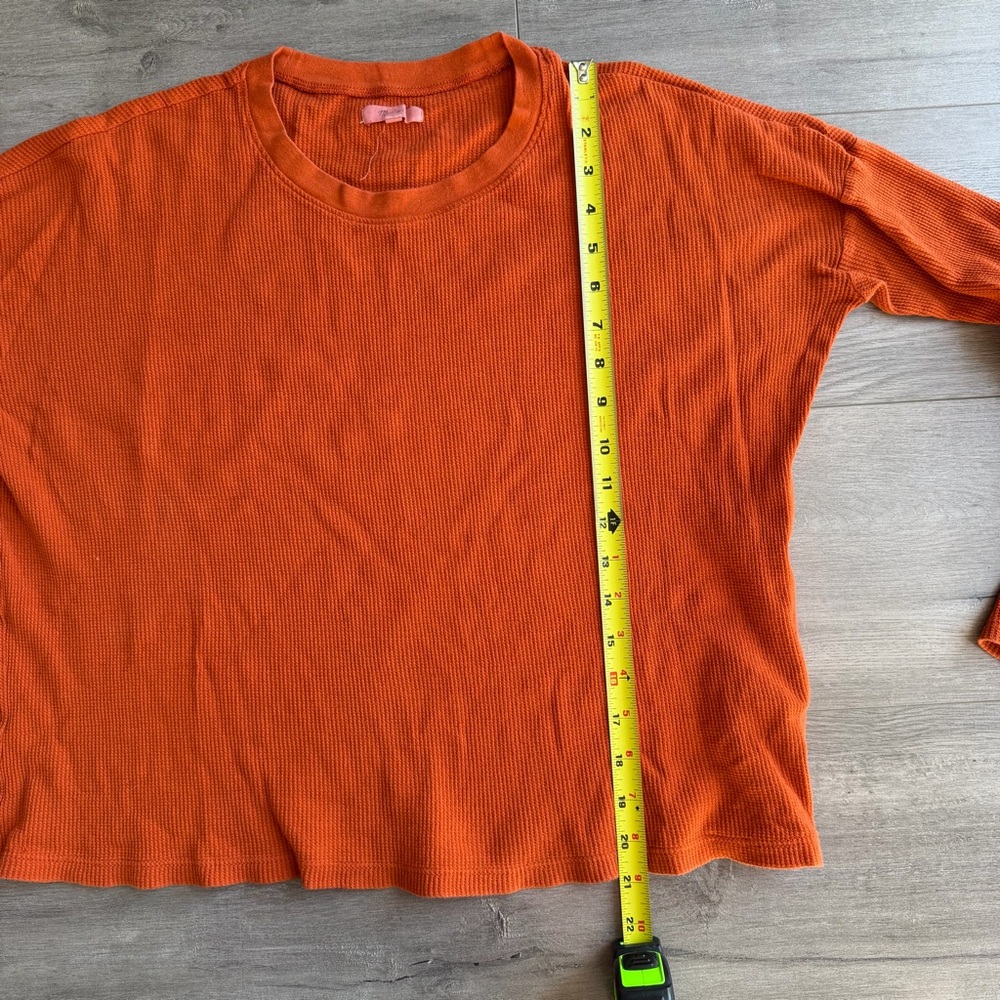 EUC Madewell waffle crewneck long sleeve top - size XS - rustic orange - Picture 2 of 4